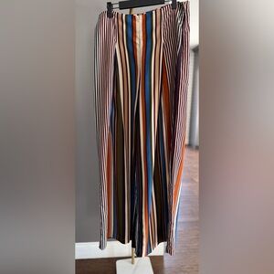 "A. Calin" Flying Tomato Wide Leg Woman's Pants High Rise Striped Palazzo Large